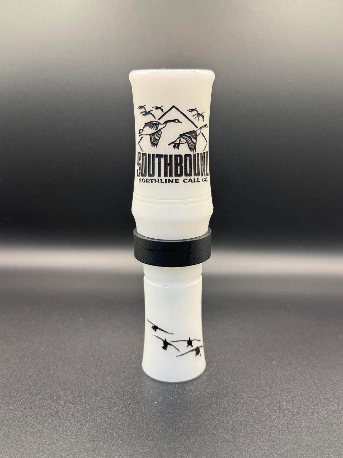 BANDED SOUTHBOUND GOOSE CALL White/ Black Banded/ Black Letters