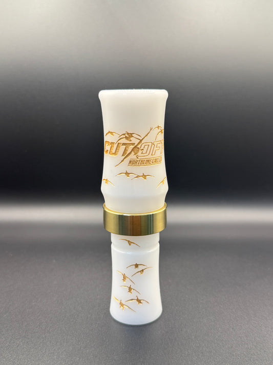BANDED CUT OFF GOOSE CALL White / Gold Band / Gold Letters